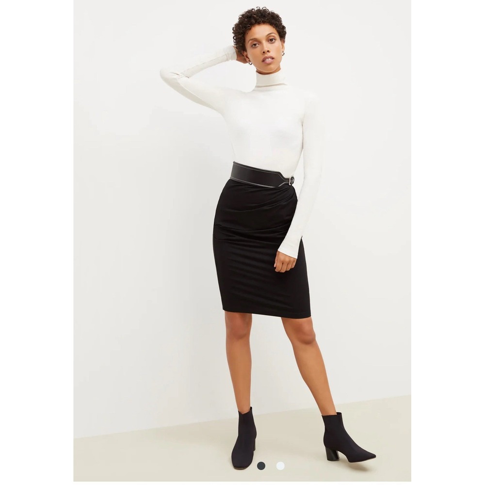 MM Lafleur Skirt Medium Soho 2.0 Pencil Black Ruched Stretch Jersey Slimming